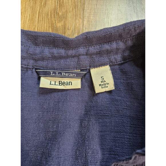 L.L Bean Cloud Gauze Cover-Up Blouse Tunic Women’s Size S Organic Cotton Blue - Picture 5 of 9